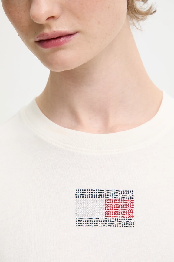 Bavlnené tričko Tommy Jeans DW0DW21965 béžová