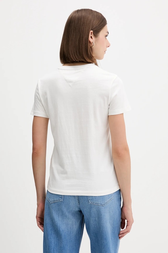 Ρούχα Βαμβακερό μπλουζάκι Tommy Jeans DW0DW21966 μπεζ