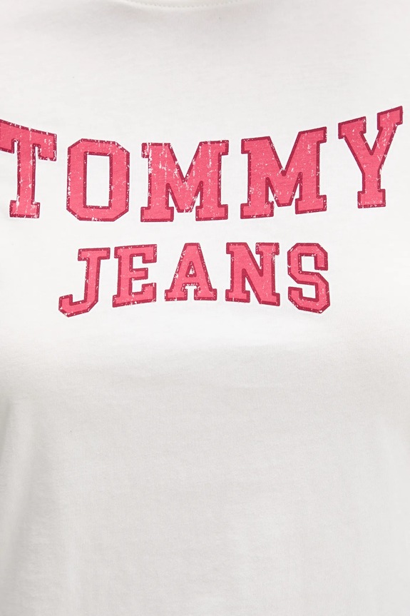 Βαμβακερό μπλουζάκι Tommy Jeans DW0DW21966 μπεζ