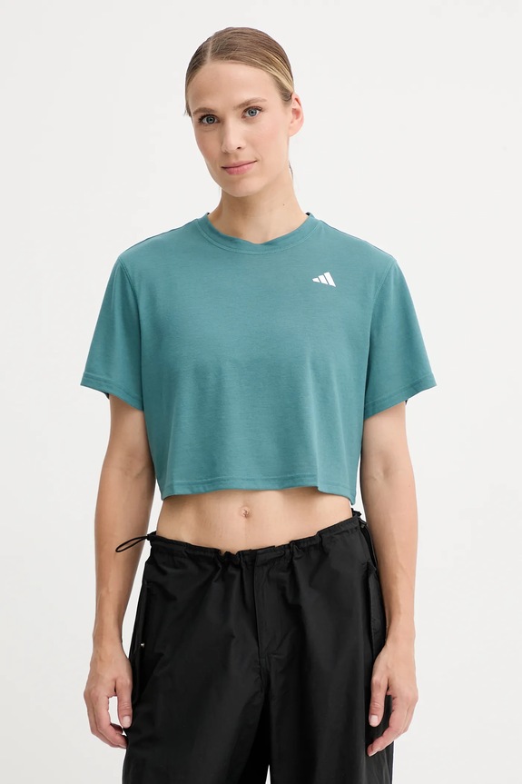 Kratka majica za vadbo adidas Performance WORKOUT ESSENTIALS Brez vzorca zelena JY2218