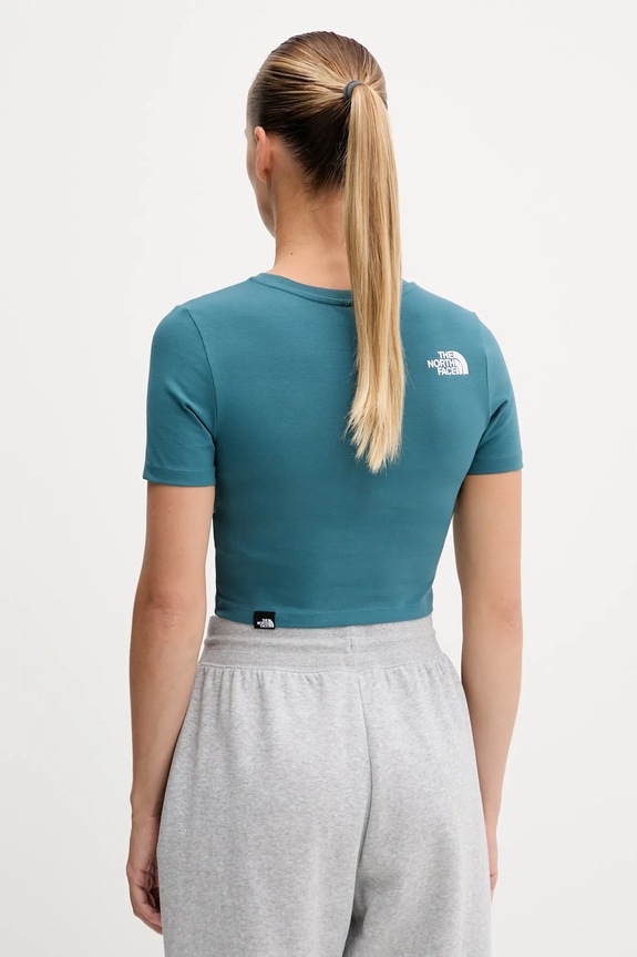 Odzież The North Face t-shirt Crop S/S Tee NF0A55AOBQ51 turkusowy