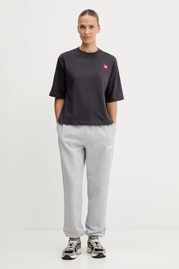 Bombažna kratka majica The North Face Redbox NF0A8EG60SA1 siva AW25