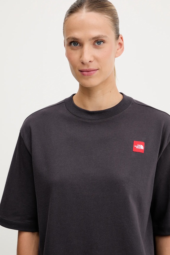 Bombažna kratka majica The North Face Redbox siva NF0A8EG60SA1