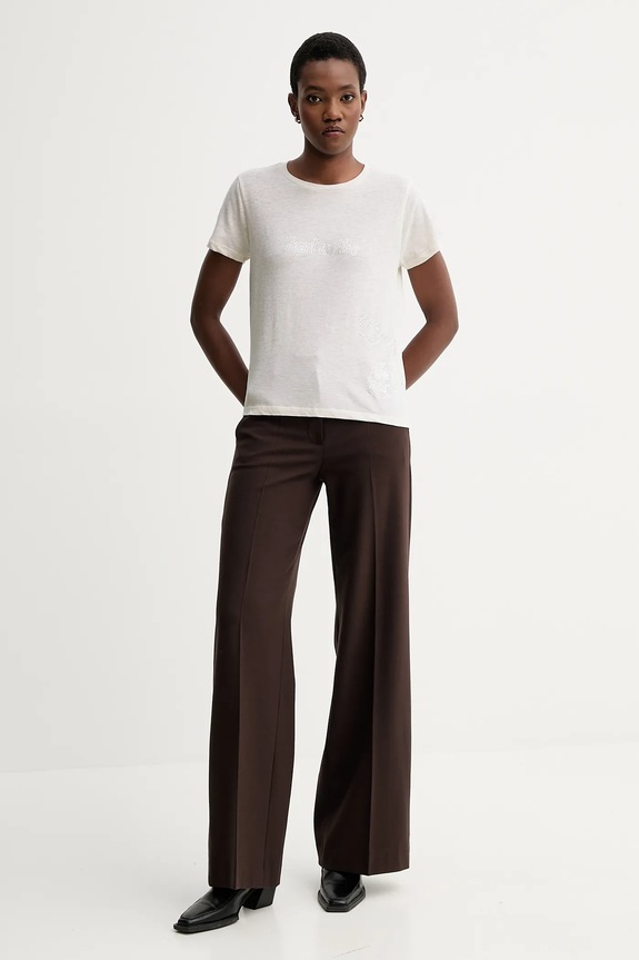 Majica kratkih rukava s dodatkom lana ZADIG&VOLTAIRE JWTS02818 bež AW25