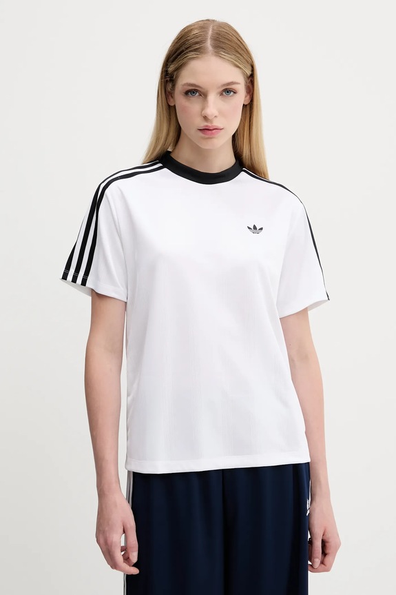adidas Originals t-shirt Jacquard Tee aplikacja biały JV9647