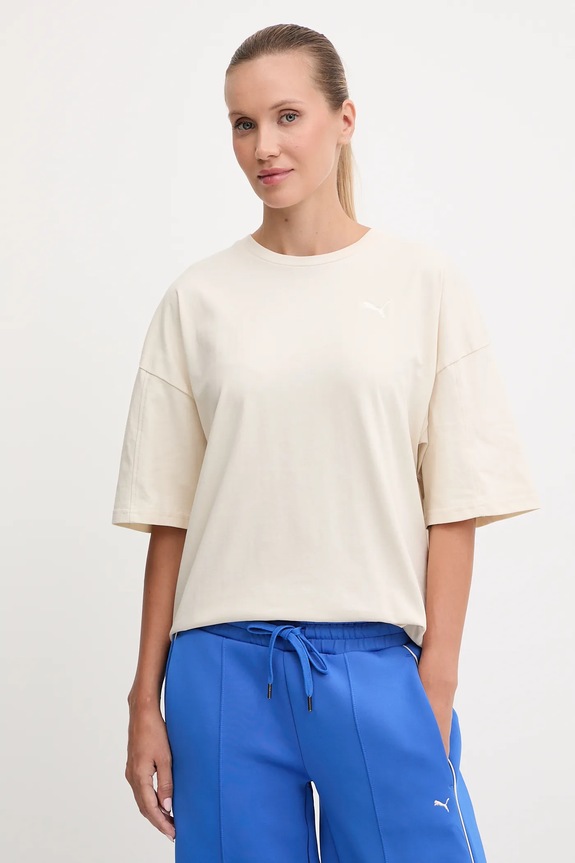 Puma t-shirt bawełniany bawełna beżowy 688148.D