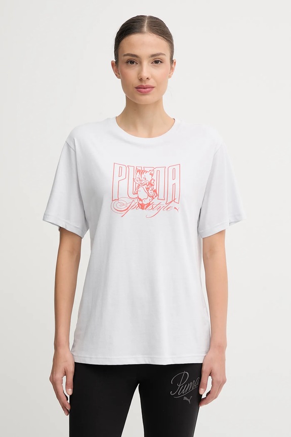 Puma t-shirt bawełniany nadruk biały 633384