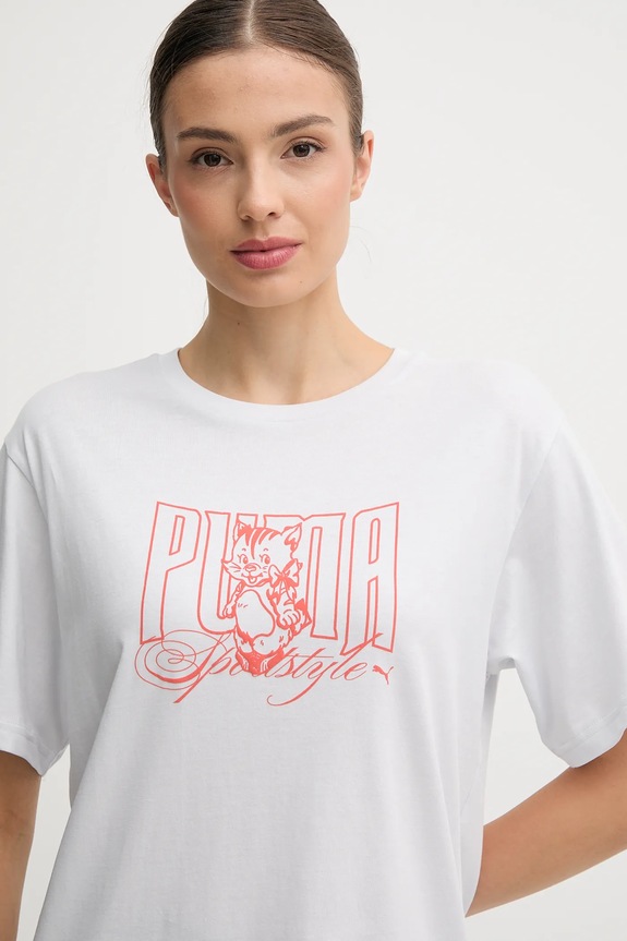 Puma t-shirt bawełniany biały 633384