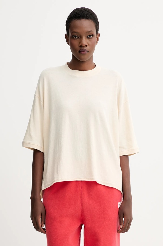 American Vintage t-shirt elasztánnal bézs UDA02A