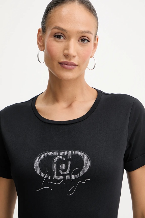 Liu Jo tricou din bumbac negru TF5163.JS923