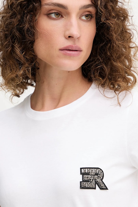 Βαμβακερό μπλουζάκι Ermanno Firenze λευκό 57TL010EE0