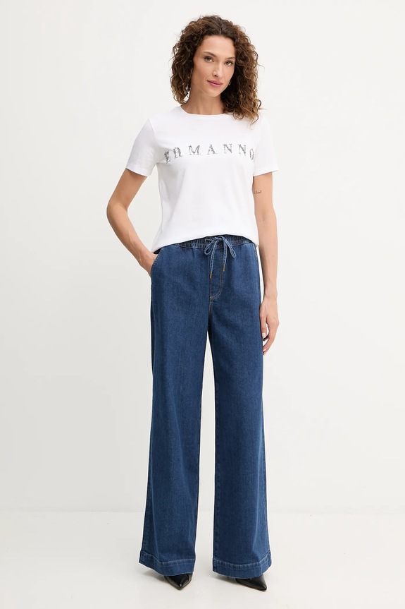 Βαμβακερό μπλουζάκι Ermanno Firenze 57TL012EE2R λευκό AW25