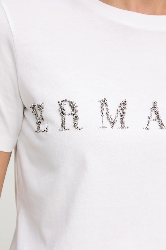 Βαμβακερό μπλουζάκι Ermanno Firenze λευκό 57TL012EE2R