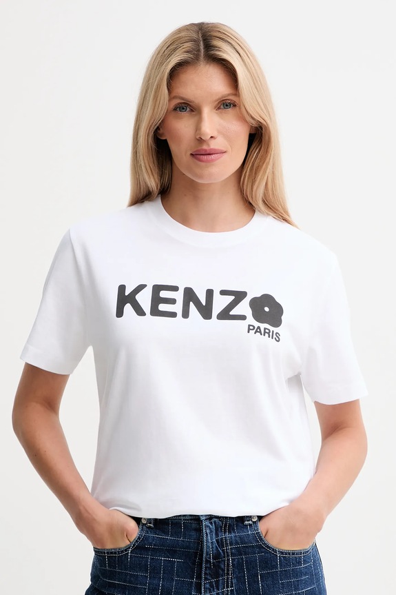 Bavlnené tričko Kenzo nášivka biela FF52TS1574SO