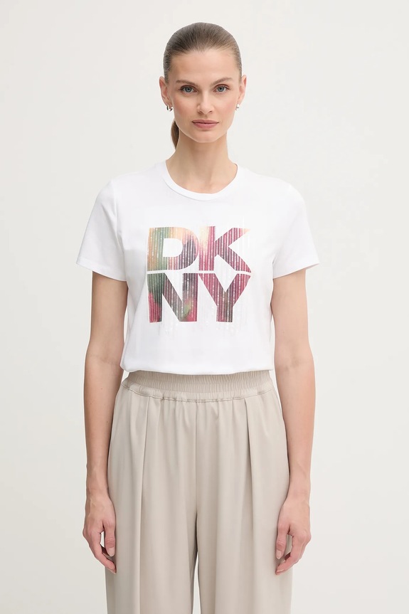 Dkny t-shirt z elastanem biały P52H4WNA