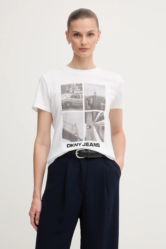 Dkny t-shirt regular biały DJ5T1526