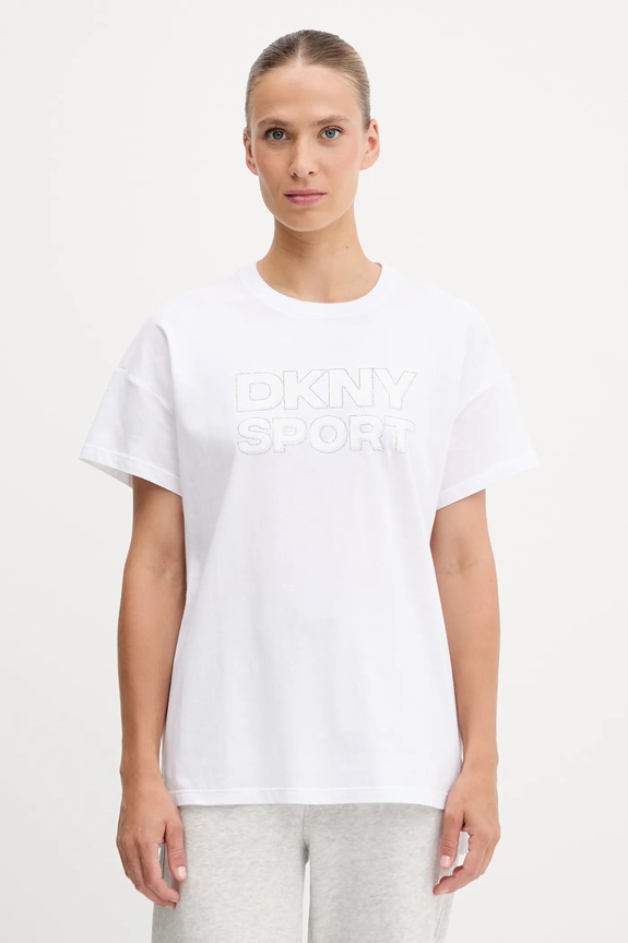 Dkny t-shirt in cotone applique bianco DP5T1346