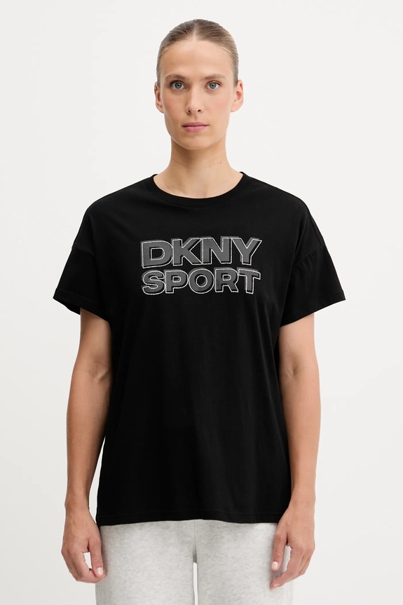 Bavlnené tričko Dkny nášivka čierna DP5T1346