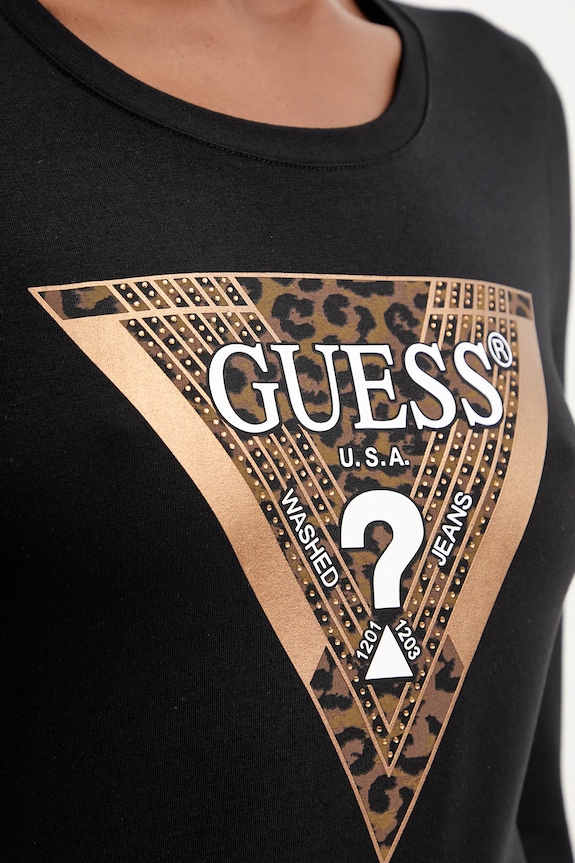 Tričko s dlhým rukávom Guess LEO W5BI75.J1314 čierna