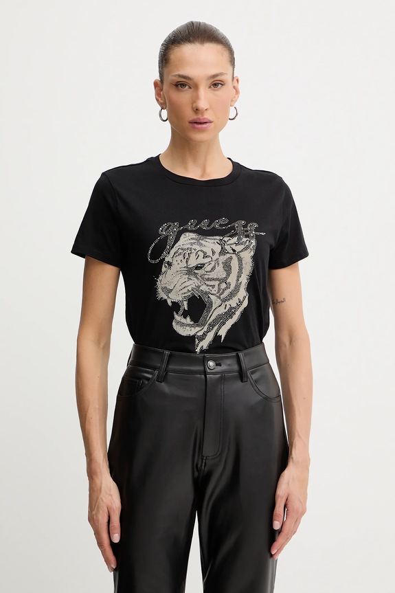 Guess t-shirt bawełniany nadruk czarny W5BI32.K9RM1