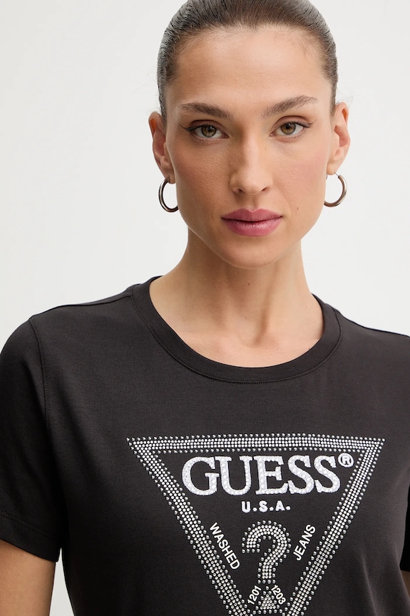 Guess t-shirt bawełniany brązowy W5BI18.I3Z14