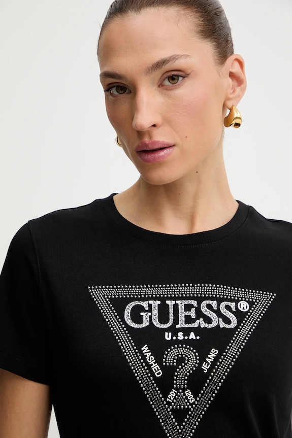 Guess t-shirt bawełniany czarny W5BI18.I3Z14