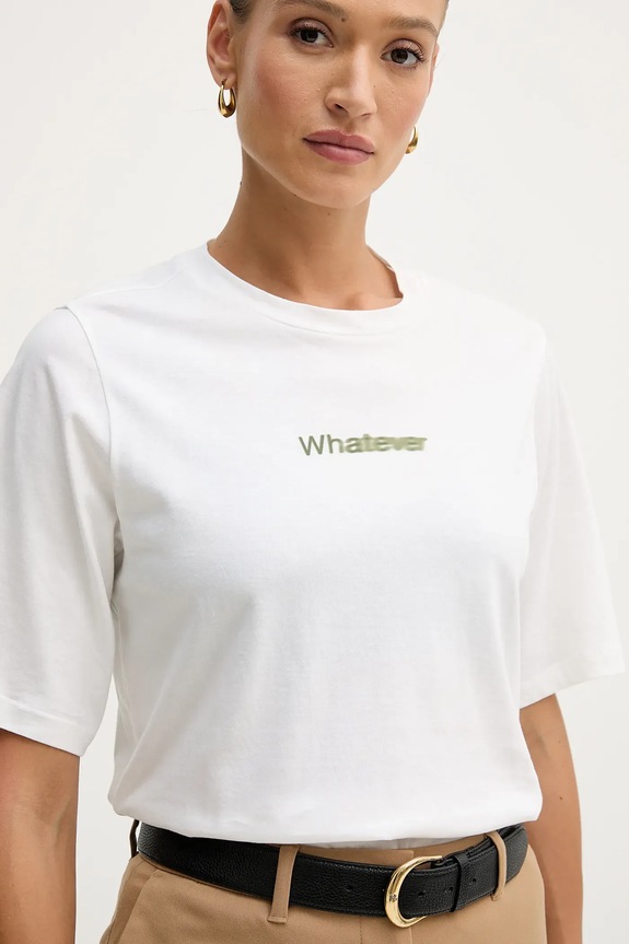 Sisley t-shirt bawełniany beżowy 3I1XL107Y