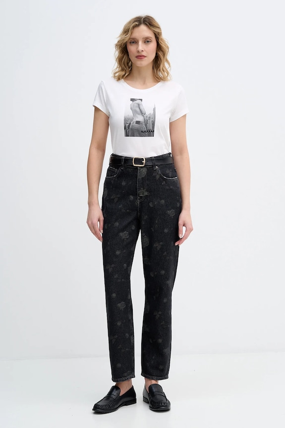Sisley t-shirt bawełniany 3I1XL107Z beżowy AW25