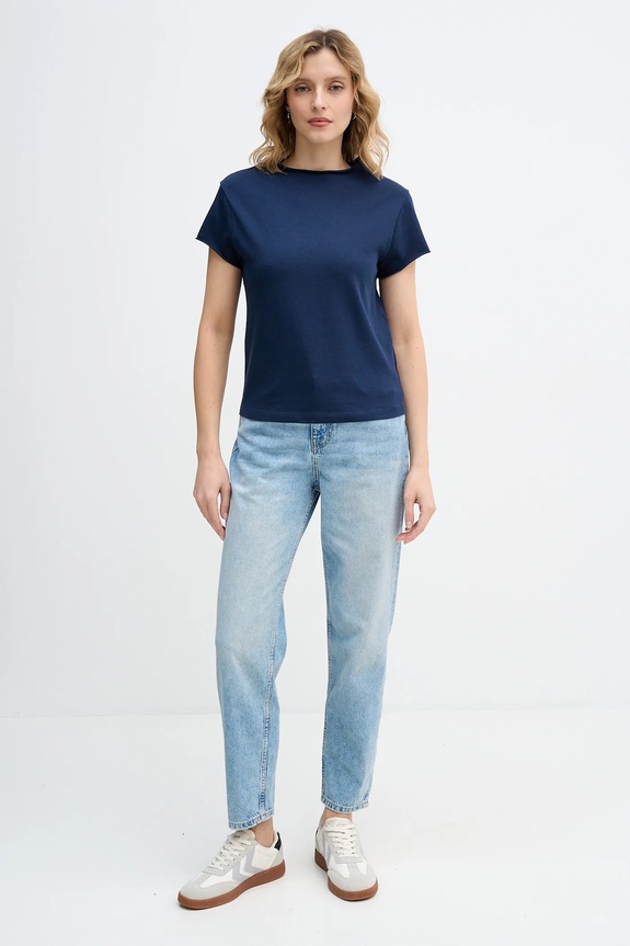Sisley tricou din bumbac 3QJ8L107Q bleumarin AW25