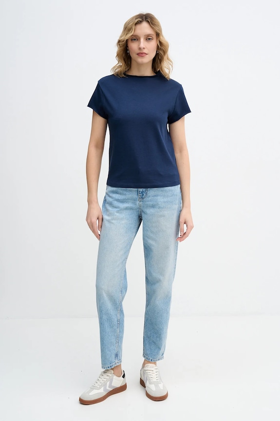 Sisley tricou din bumbac 3QJ8L107Q bleumarin AW25