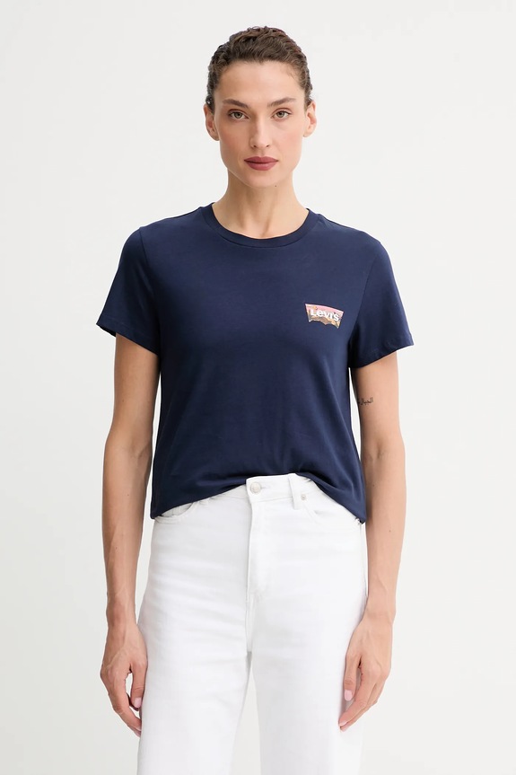 Levi's t-shirt bawełniany nadruk granatowy A2086.0397
