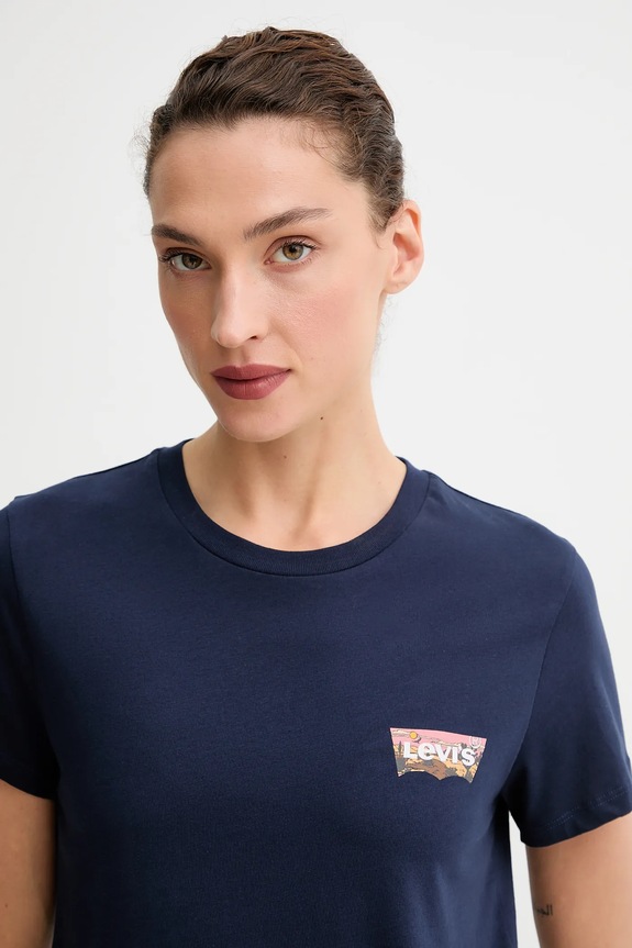 Levi's t-shirt bawełniany granatowy A2086.0397