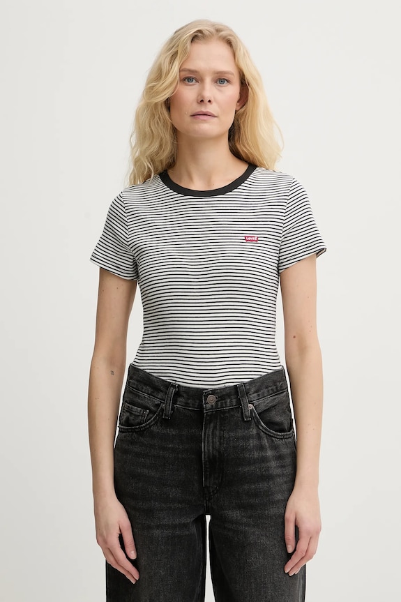 Βαμβακερό μπλουζάκι Levi's 2-pack slim λευκό 004AO