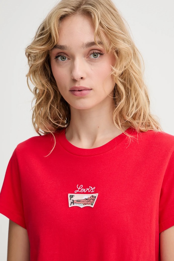 Levi's t-shirt bawełniany czerwony 17369.3167