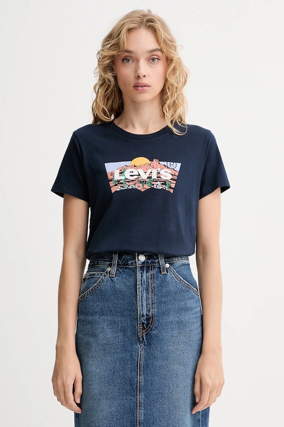 Levi's t-shirt bawełniany nadruk granatowy 17369.3199