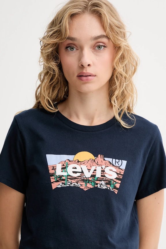 Levi's t-shirt bawełniany granatowy 17369.3199