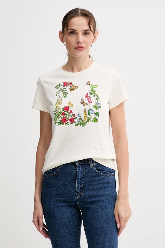 Levi's tricou din bumbac print bej 17369.3221