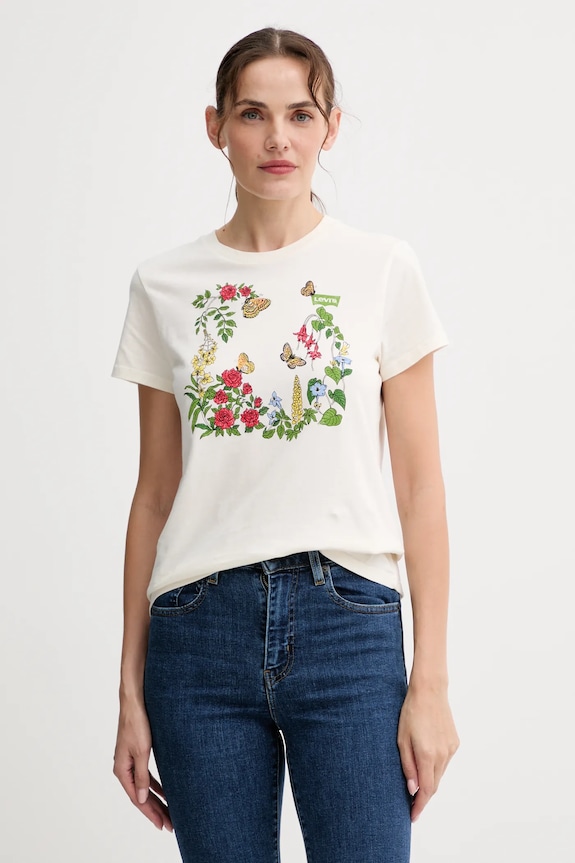 Levi's tricou din bumbac print bej 17369.3221