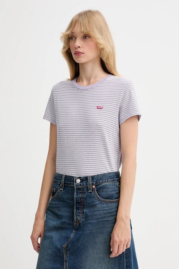 Pamučna majica Levi's regular ljubičasta 39185.0326