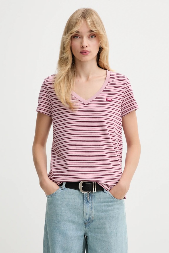 Pamučna majica Levi's regular roza 85341.0123