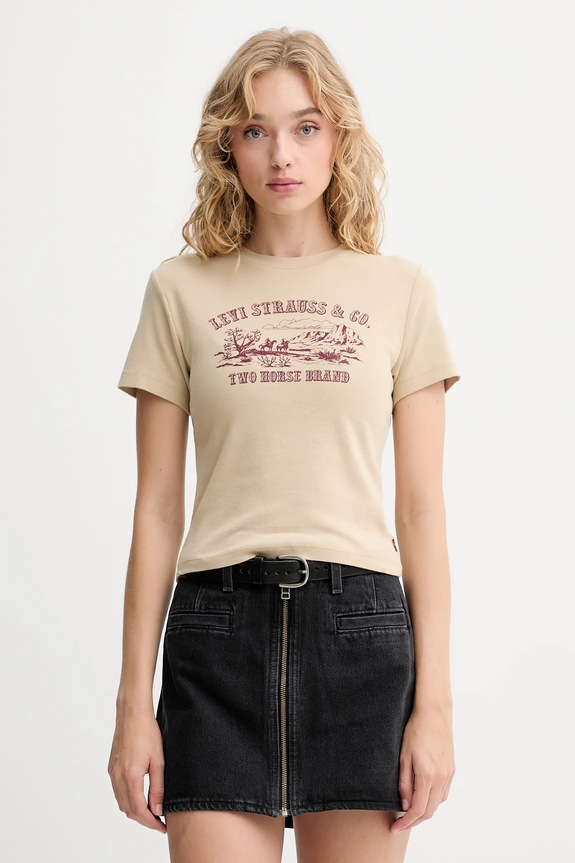 Levi's t-shirt bawełniany nadruk beżowy A8798.0057