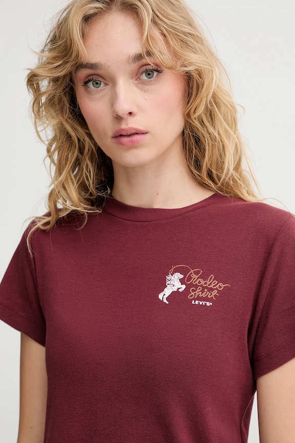 Bavlnené tričko Levi's burgundské A8798.0070