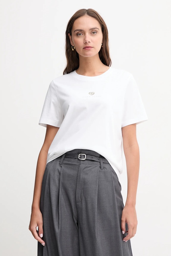 Marc Aurel tricou din bumbac imprimeu alb 7718.7000.73881