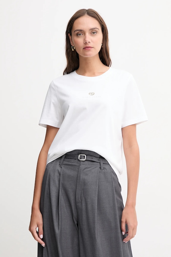 Marc Aurel tricou din bumbac imprimeu alb 7718.7000.73881