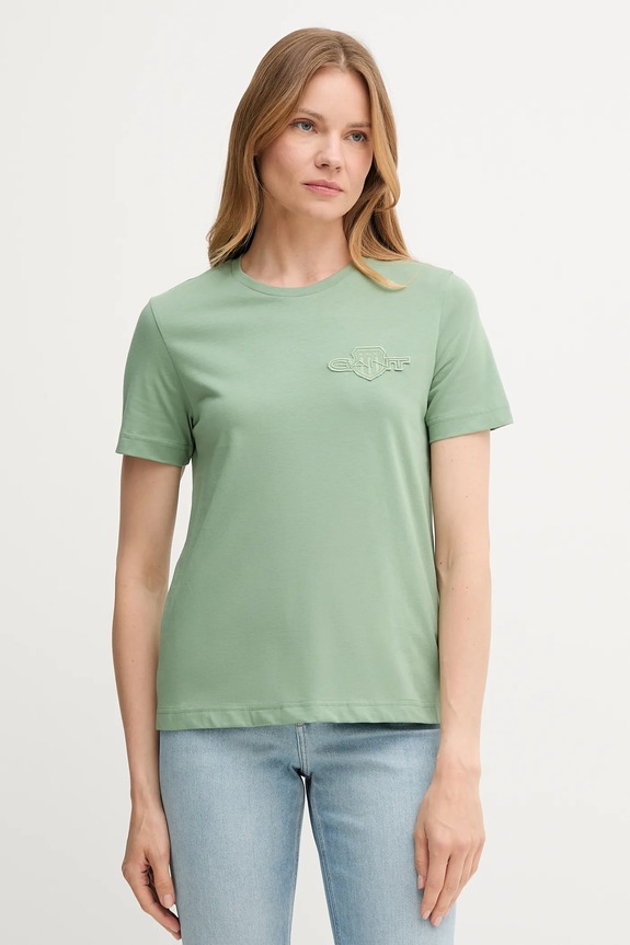 Gant tricou din bumbac imprimeu verde 4202589