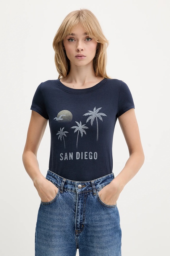 Hollister Co. t-shirt bawełniany nadruk granatowy KI357.5016.200