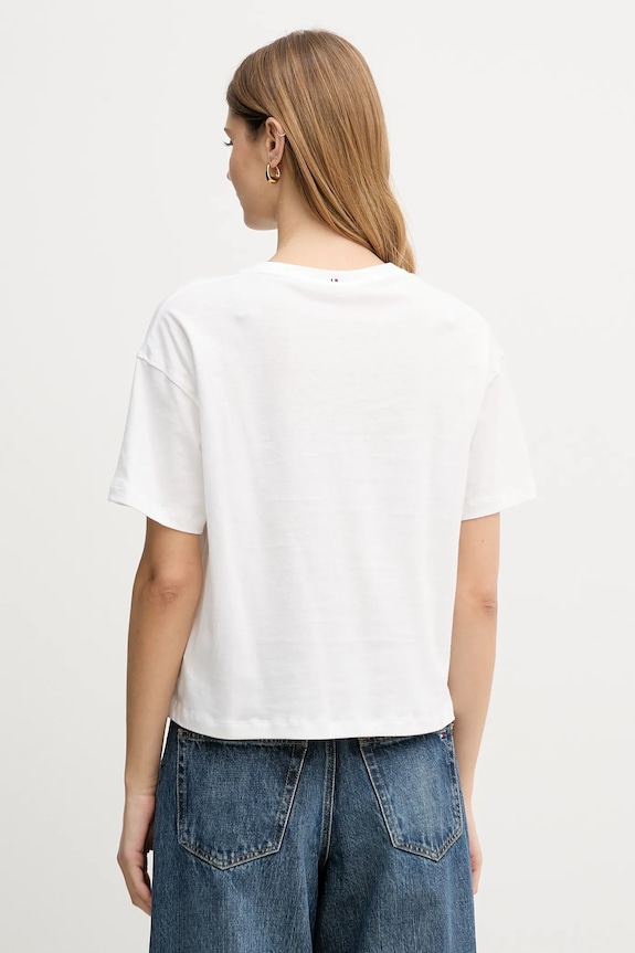 Ruházat Tommy Hilfiger t-shirt női pamut UW0UW06236 bézs