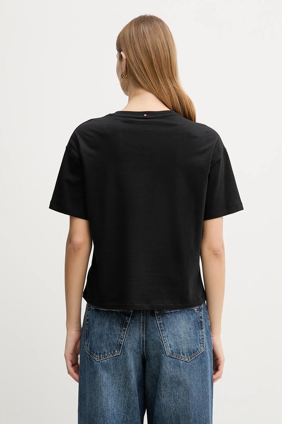 Îmbrăcăminte Tommy Hilfiger tricou pentru femei din bumbac UW0UW06236 negru