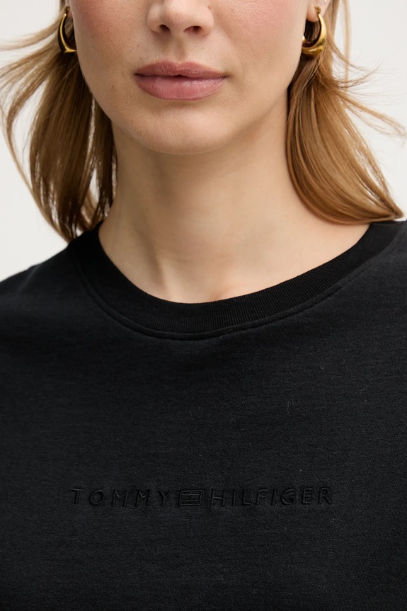 Tommy Hilfiger tricou pentru femei din bumbac UW0UW06236 negru