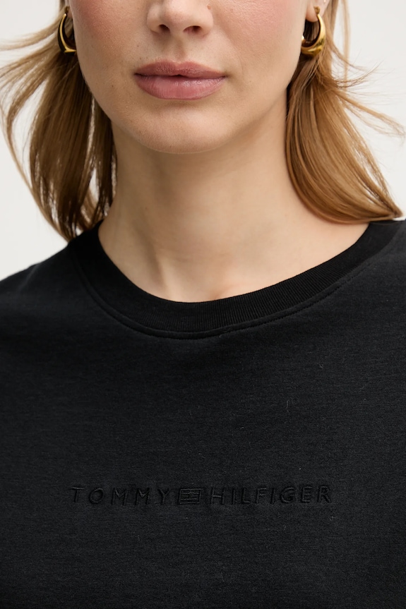 Tommy Hilfiger tricou pentru femei din bumbac UW0UW06236 negru
